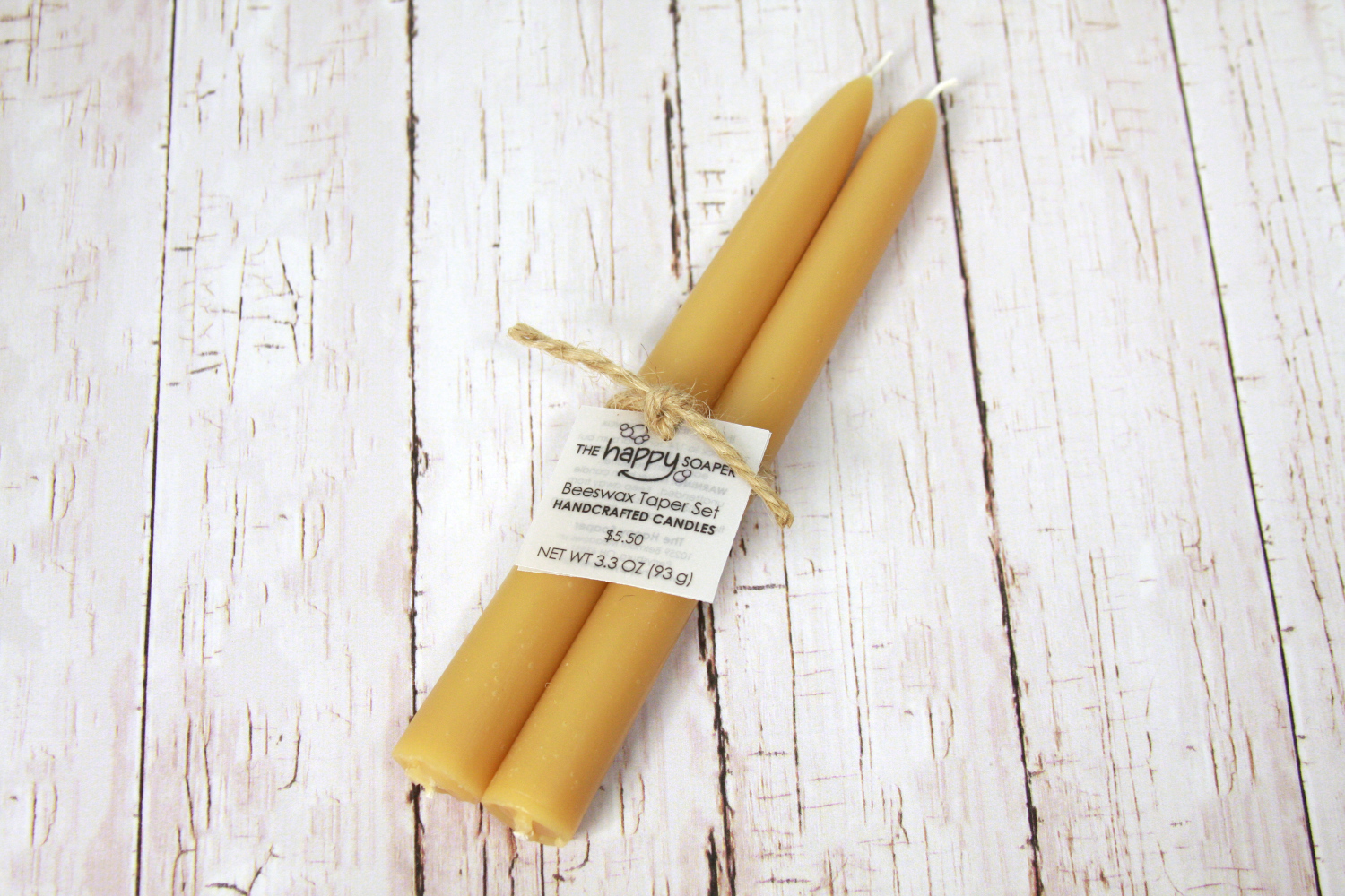 8″ Beeswax Taper Candle Set | The Happy Soaper